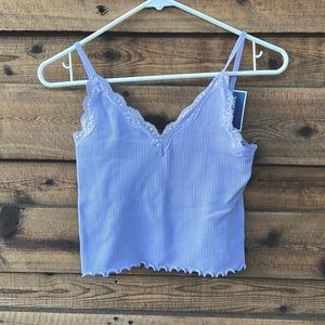 A cami with lace color:lavender